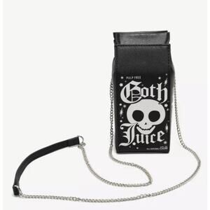 NWT Hot Topic Goth Juice Crossbody Purse Black with Silver Chain Spooky Cute